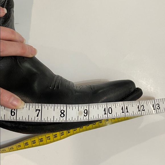 Tom Houston Black Grey Leather Cowboy Boots Size 8 Western Pointed Toe - Picture 15 of 16